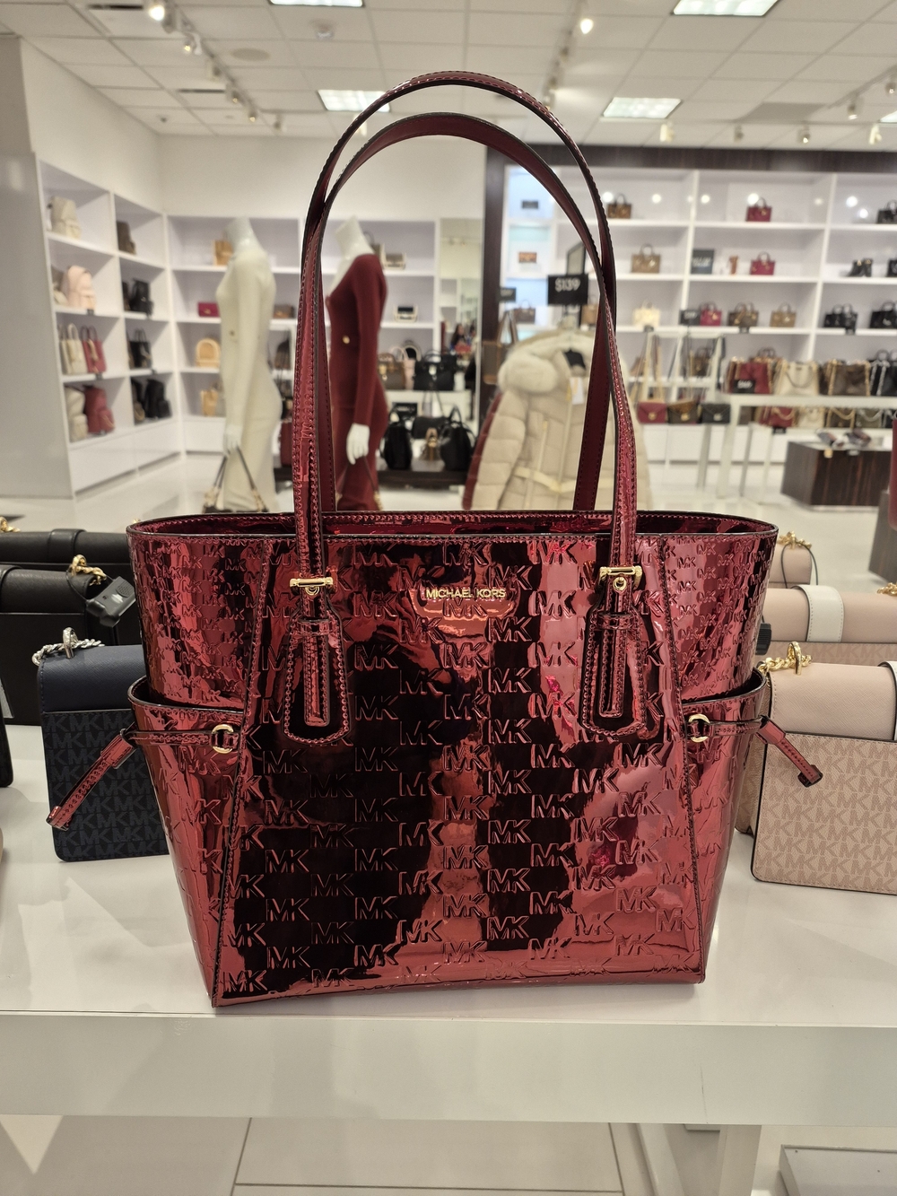 Michael Kors Shiny Red MK Logo Tote